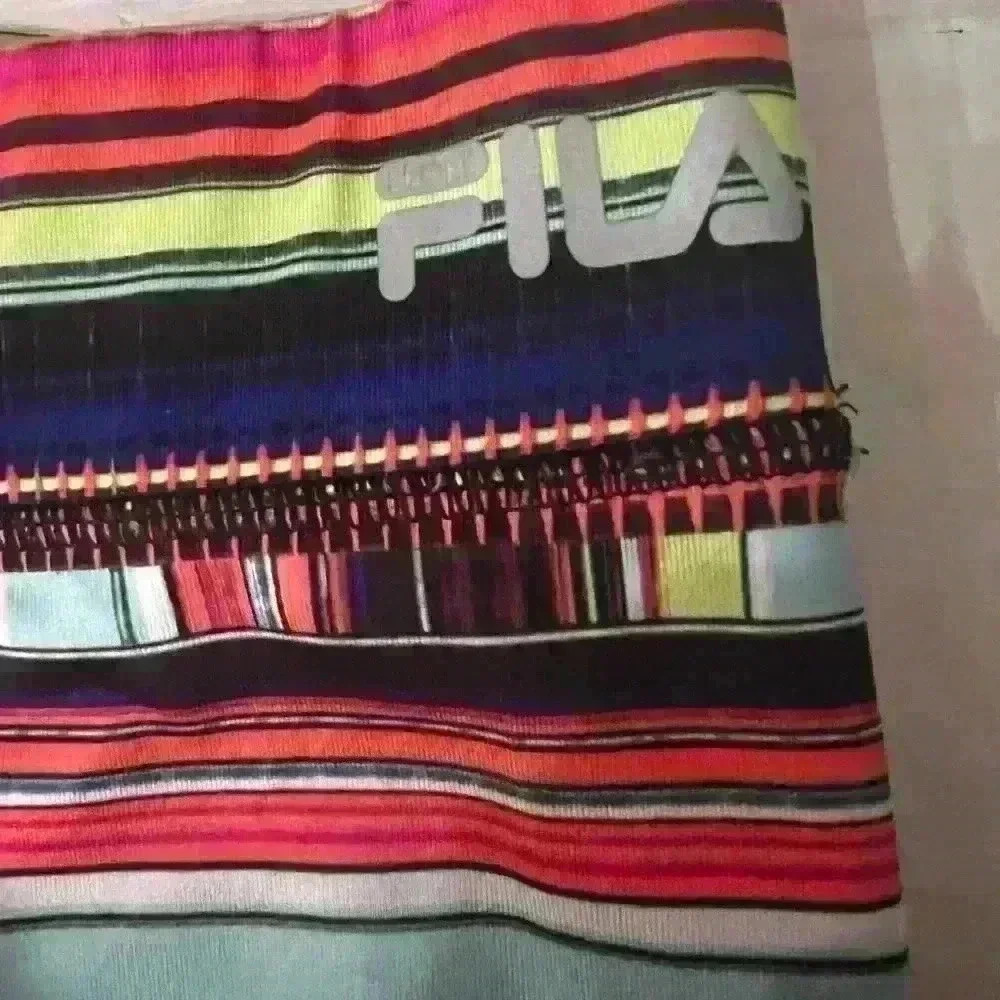 Tribal print neon color block striped Fila athletic set - Picture 8 of 11